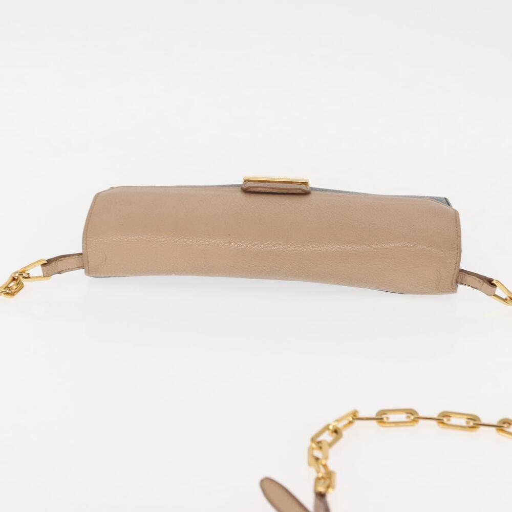 Miu Miu Chain Wallet Leather Beige Black gold Auth bs29776 - Picture 6 of 16
